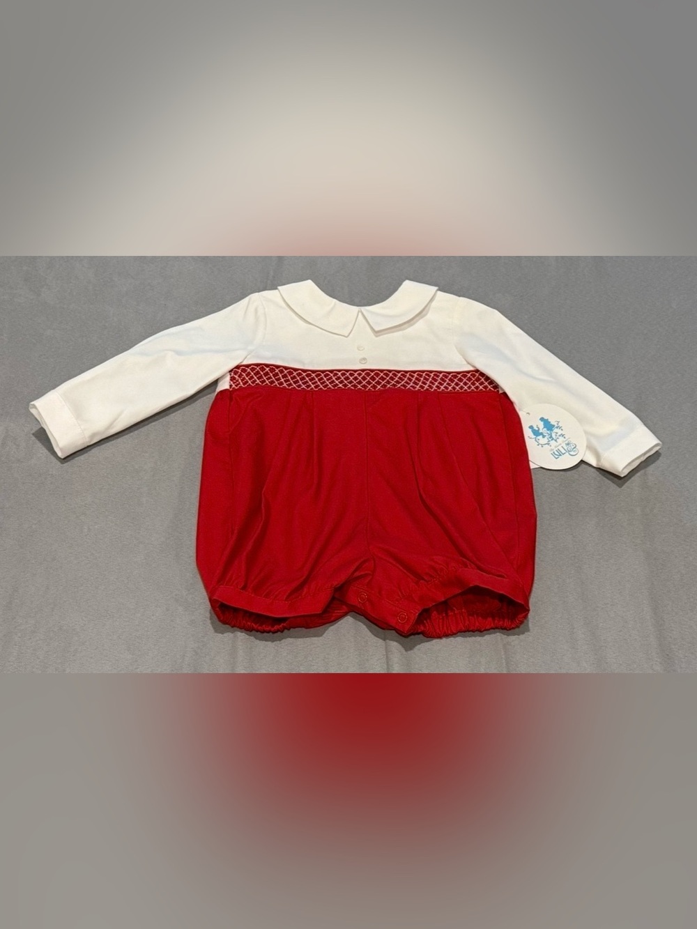 Luli & Me white and Red Smocked Romper